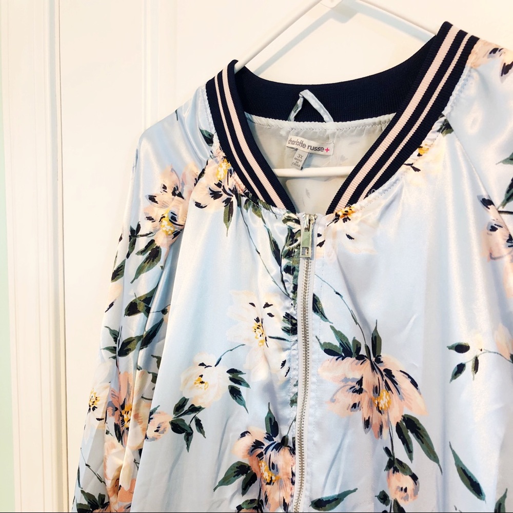 light blue floral bomber jacket